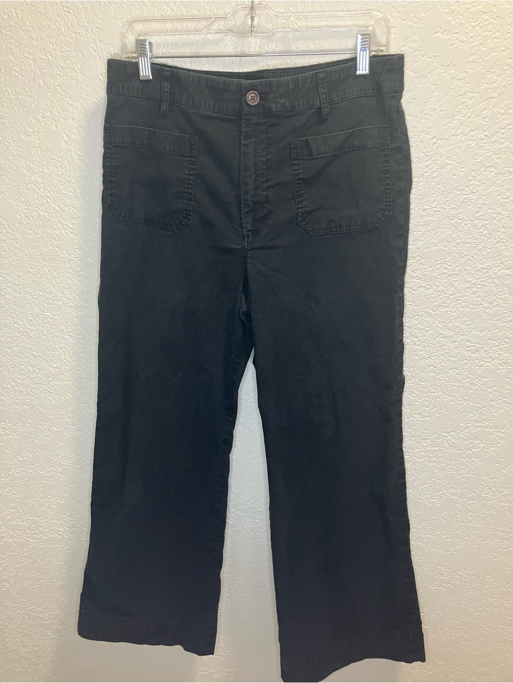 Black Wide Leg Patch Pocket Pant